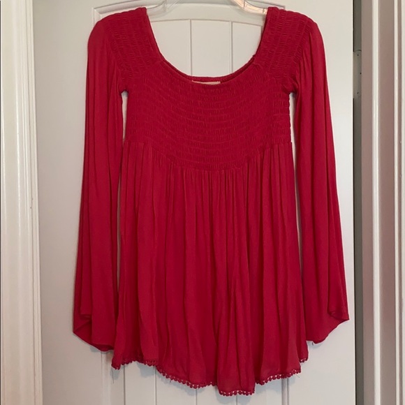 Off the Shoulder Coral Flowy Top - Picture 1 of 2